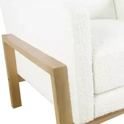 Kirklands Home Boucle Wood Frame Accent Chair White Online
