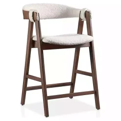 Kirklands Home Boucle Wood Penny Counter Stools, Set of 2 White Online