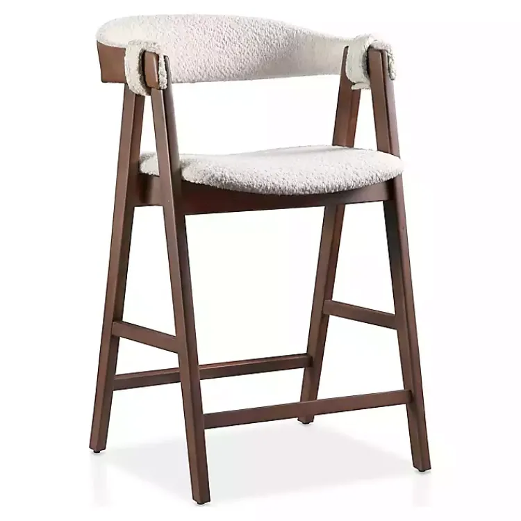 Kirklands Home Boucle Wood Penny Counter Stools, Set of 2 White Online