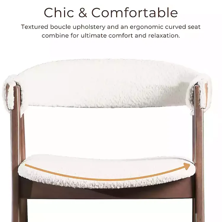 Kirklands Home Boucle Wood Penny Counter Stools, Set of 2 White Online