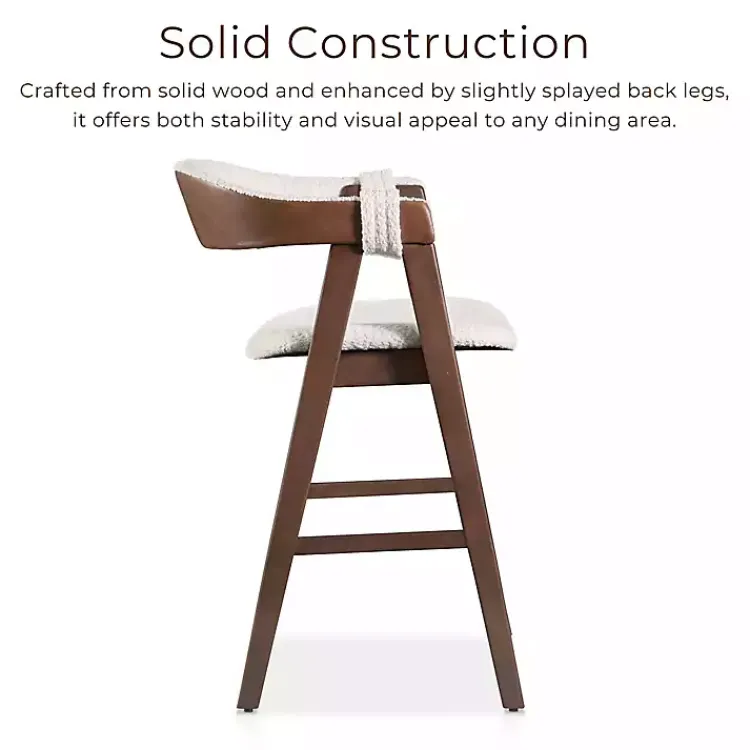 Kirklands Home Boucle Wood Penny Counter Stools, Set of 2 White Online