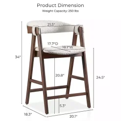 Kirklands Home Boucle Wood Penny Counter Stools, Set of 2 White Online