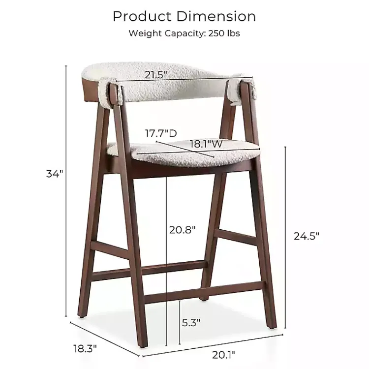 Kirklands Home Boucle Wood Penny Counter Stools, Set of 2 White Online