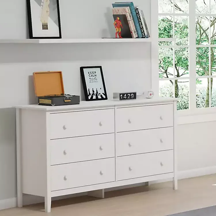 Kirklands Home Brazilian Pine Wood 6-Drawer Dresser White New