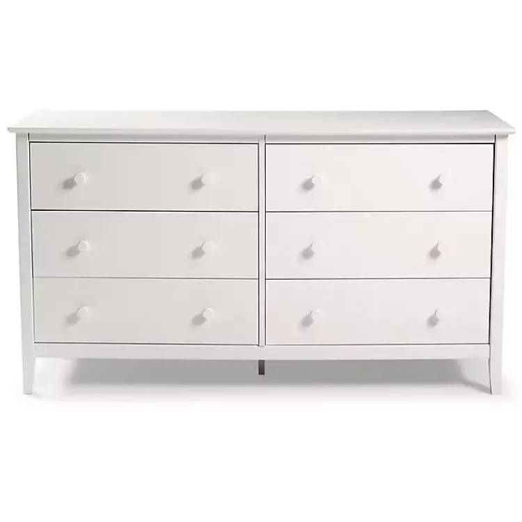 Kirklands Home Brazilian Pine Wood 6-Drawer Dresser White New