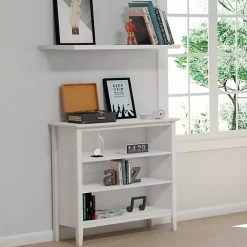 Kirklands Home Brazilian Pine Wood Short Bookshelf White Hot