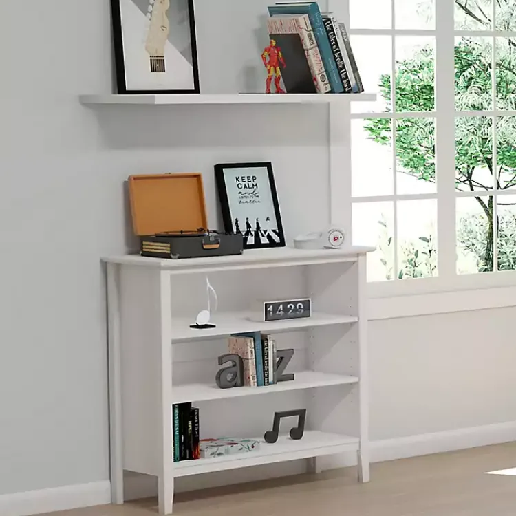 Kirklands Home Brazilian Pine Wood Short Bookshelf White Hot