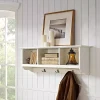 Kirklands Home White Brenna Storage Shelf with Hooks