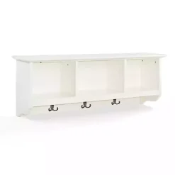 Kirklands Home White Brenna Storage Shelf with Hooks