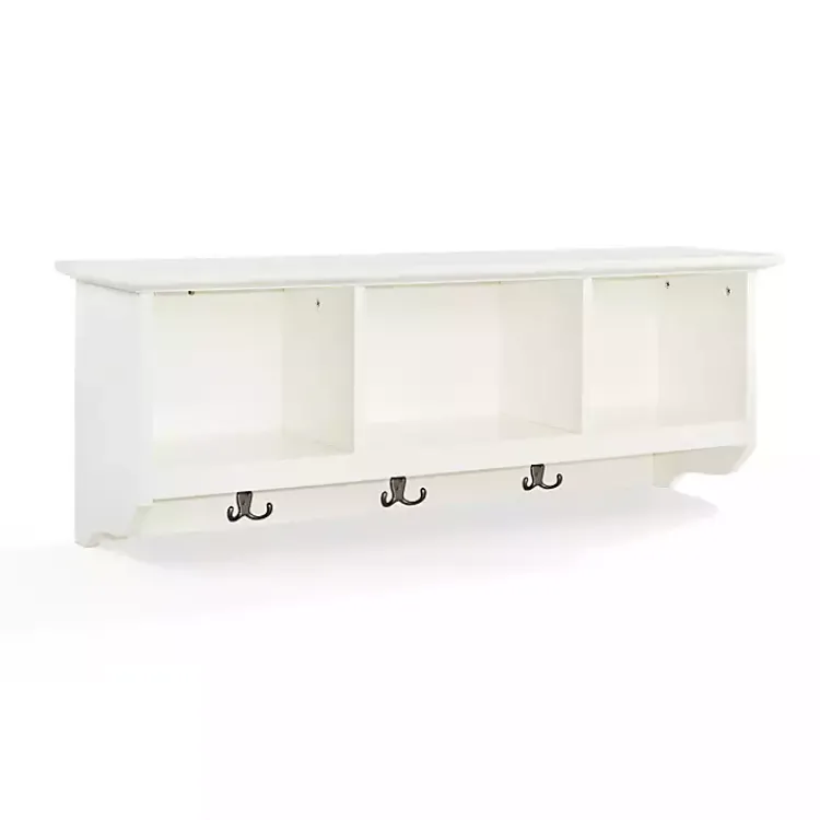 Kirklands Home White Brenna Storage Shelf with Hooks
