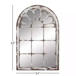 Kirklands Home White Brown Rustic Window Iron Frame Wall Mirror Sale