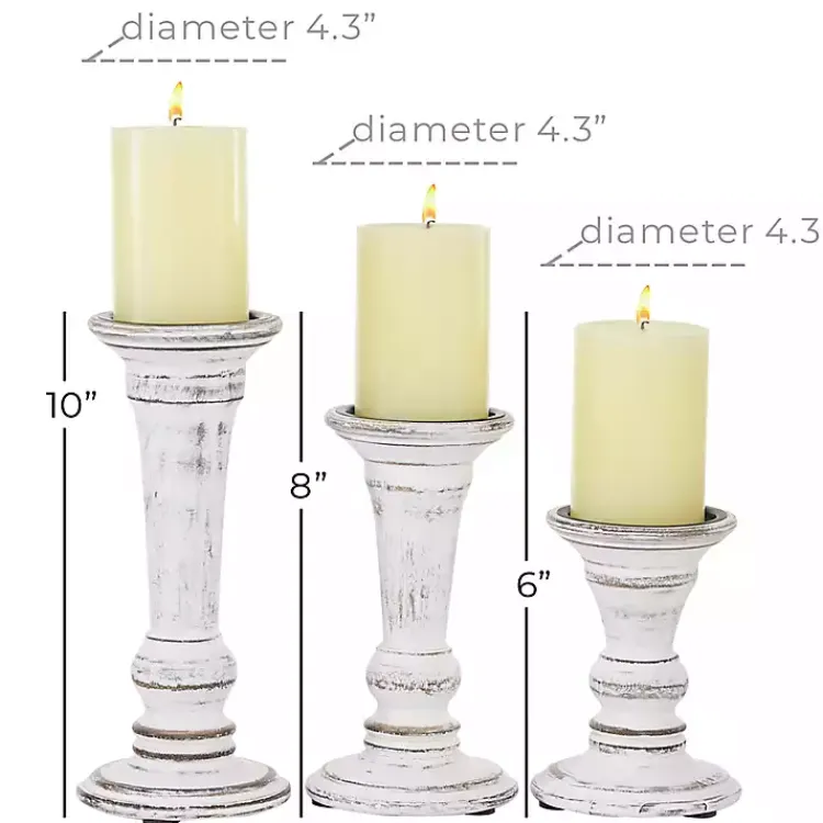 Candle Holders>Kirklands Home White Brushstroke 3-pc. Pillar Candle Holder Set