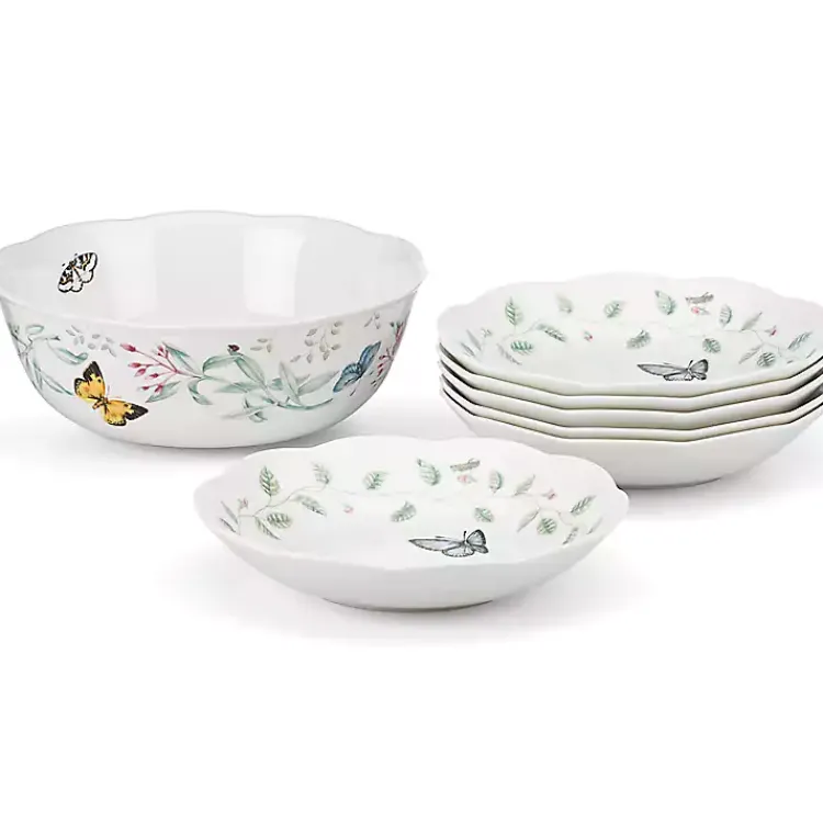 Kirklands Home White Butterfly Meadow 7-pc. Bowl Set Clearance