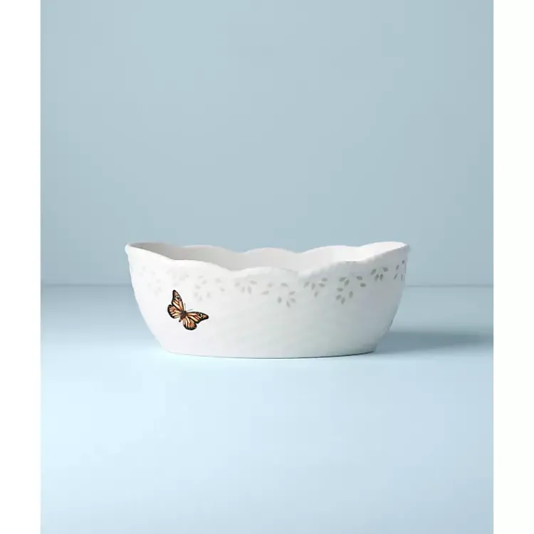Kirklands Home White Butterfly Meadow Porcelain Bread Basket Outlet
