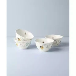 Kirklands Home White Butterfly Meadow Rice Bowls, Set of 4 Outlet