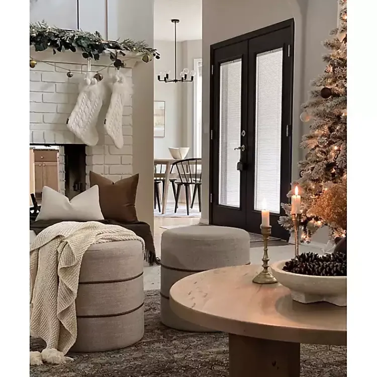 Christmas Stockings & Stocking Holders>Kirklands Home Cable Knit Stockings with Fur Trim, Set of 2 White