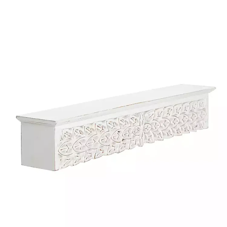 Kirklands Home White Carved Floral Decorative Wall Shelf Online