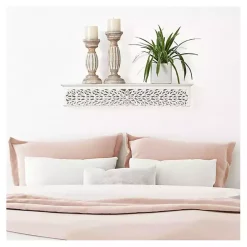 Kirklands Home White Carved Floral Decorative Wall Shelf Online