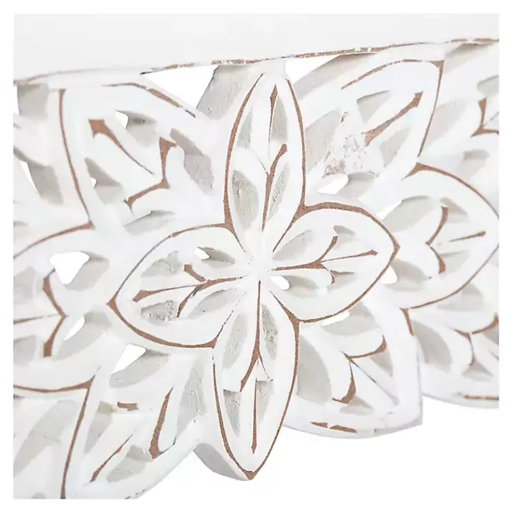 Kirklands Home White Carved Floral Decorative Wall Shelf Online