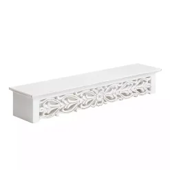 Kirklands Home White Carved Floral Wall Shelf