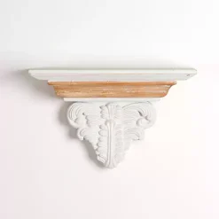 Kirklands Home White Carved Wood Floating Wall Shelf