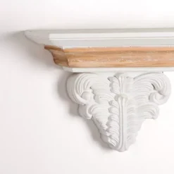 Kirklands Home White Carved Wood Floating Wall Shelf