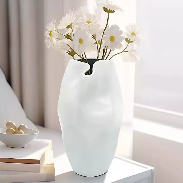 Vases>Kirklands Home Ceramic Abstract Vase, 14 in. White