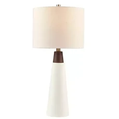 Kirklands Home Ceramic and Wood Cone Table Lamp White Outlet