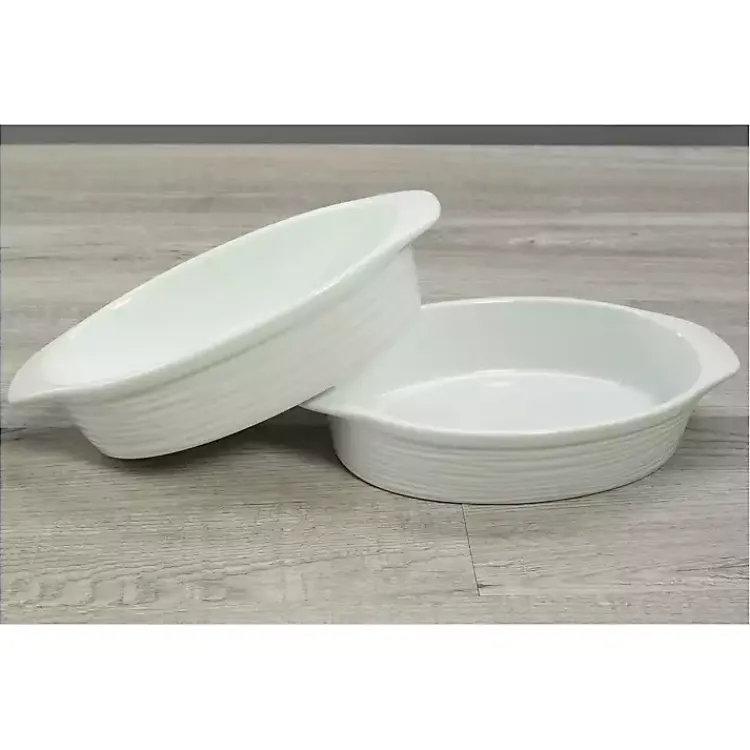 Kirklands Home Ceramic Au Gratin Dishes, Set of 2 White New
