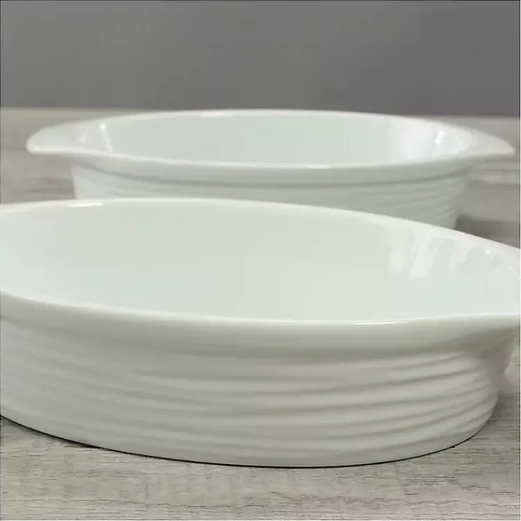 Kirklands Home Ceramic Au Gratin Dishes, Set of 2 White New