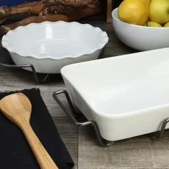 Kirklands Home Ceramic Baker and Pie Dish Set with Racks White Online