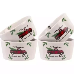 Kirklands Home White Ceramic Christmas Ramekins, Set of 4 Best