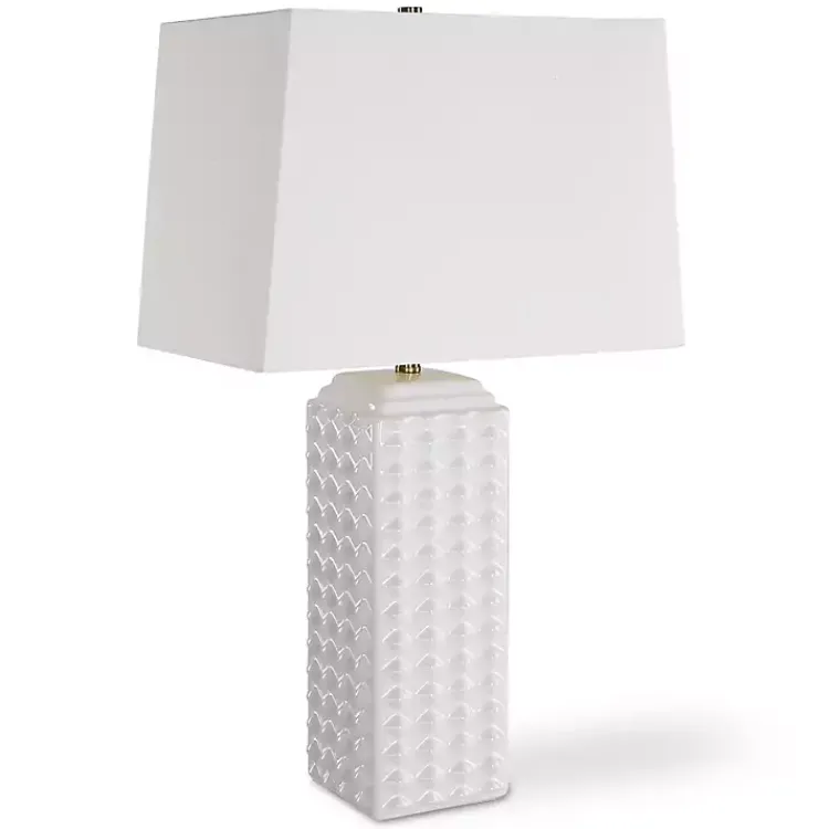 Kirklands Home Ceramic Diamond Textured Table Lamp White