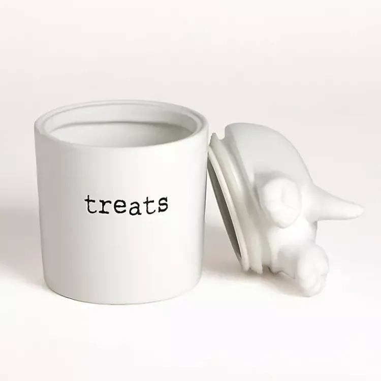 Kirklands Home Ceramic Dog Treat Canister White New