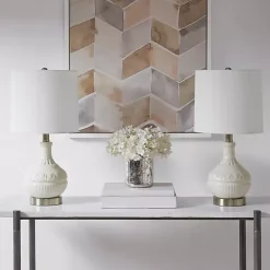 Kirklands Home Ceramic Embossed Table Lamp White