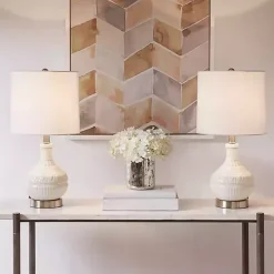 Kirklands Home Ceramic Embossed Table Lamp White