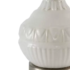 Kirklands Home Ceramic Embossed Table Lamp White