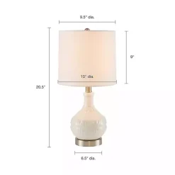 Kirklands Home Ceramic Embossed Table Lamp White