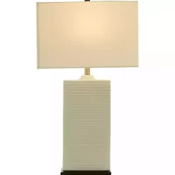Kirklands Home Ceramic Fluted Rectangular Table Lamp White Discount