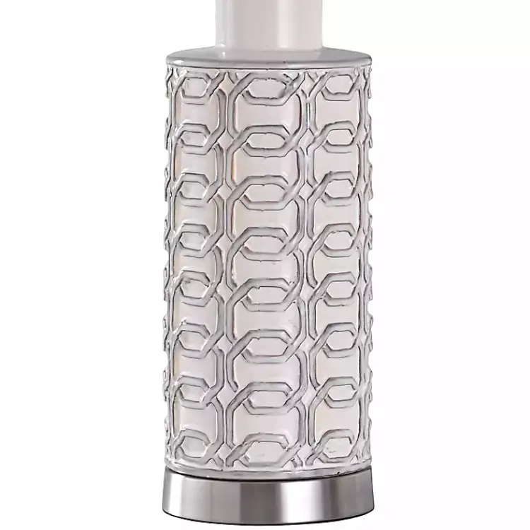 Kirklands Home White Ceramic Geometric Table Lamp with Shade Blue Online