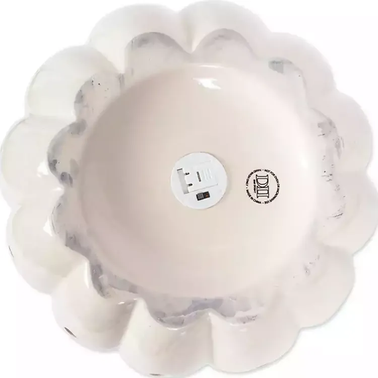 Lanterns>Kirklands Home Ceramic Leaf Pre-Lit Pumpkin Lantern White