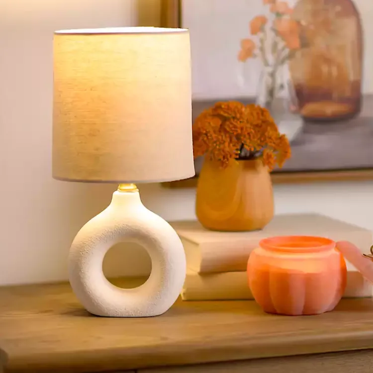 Kirklands Home Ceramic Open Circle Mini Lamp White Discount