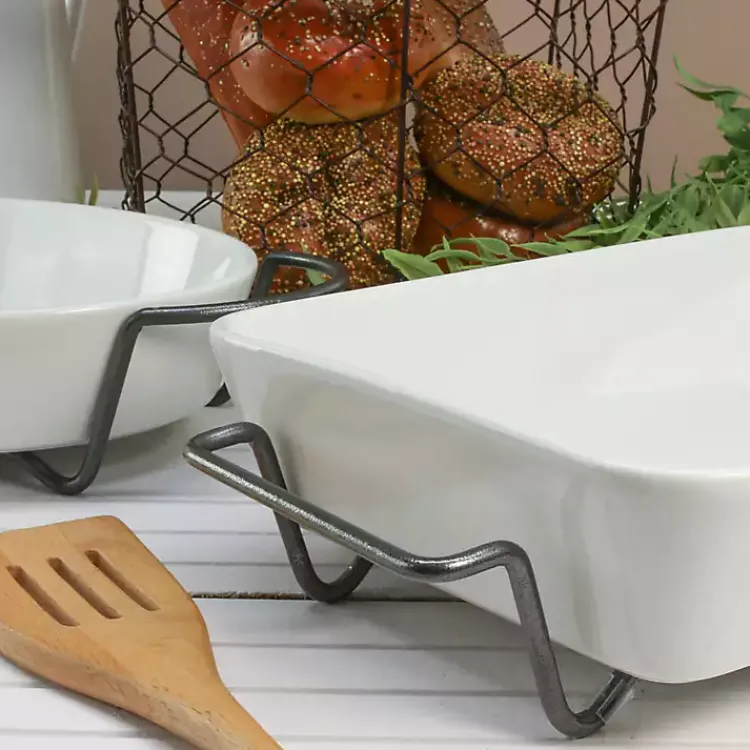Kirklands Home Ceramic 2-pc. Baker Set with Racks White Online