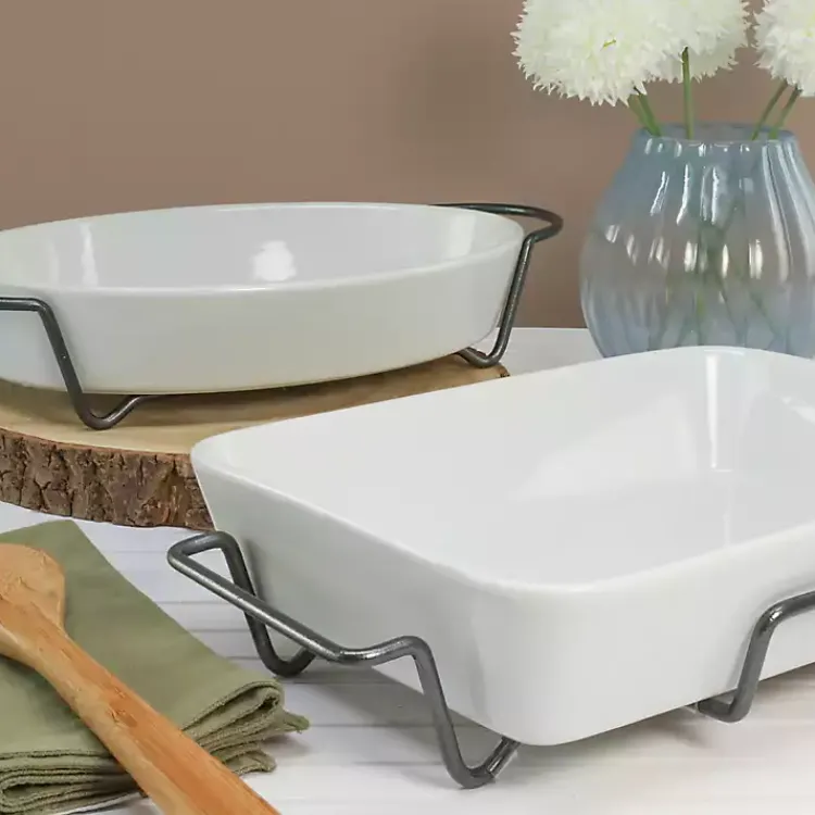Kirklands Home Ceramic 2-pc. Baker Set with Racks White Online