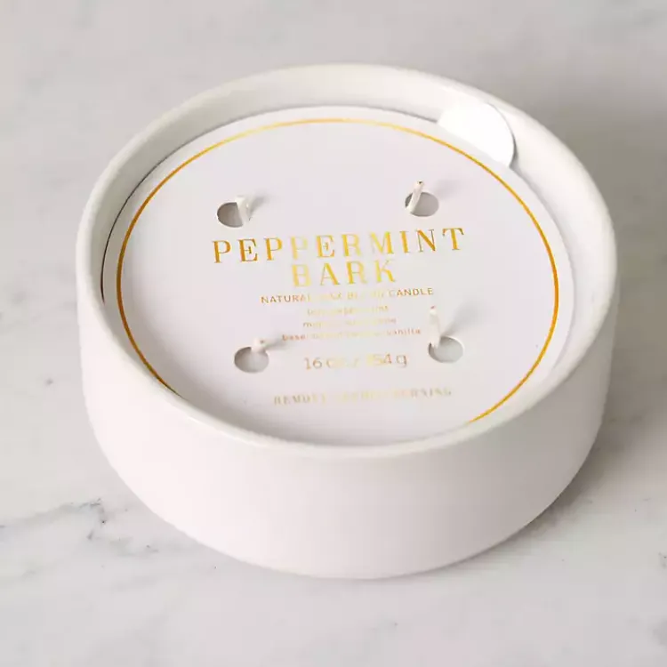 Candles>Kirklands Home Ceramic Peppermint Bark 4-Wick Jar Candle White