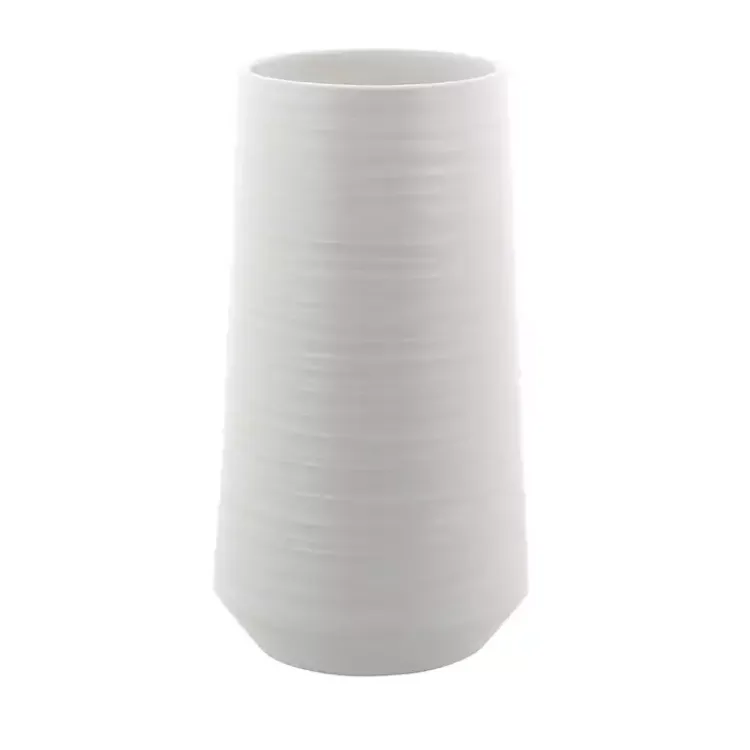 Vases>Kirklands Home Ceramic Ribbed Vase, 12 in. White