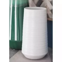 Vases>Kirklands Home Ceramic Ribbed Vase, 12 in. White