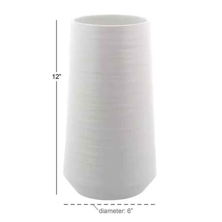 Vases>Kirklands Home Ceramic Ribbed Vase, 12 in. White