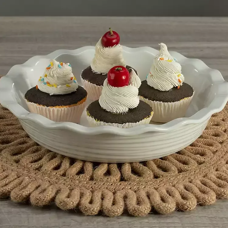 Kirklands Home Ceramic Scalloped Pie Dish White Best