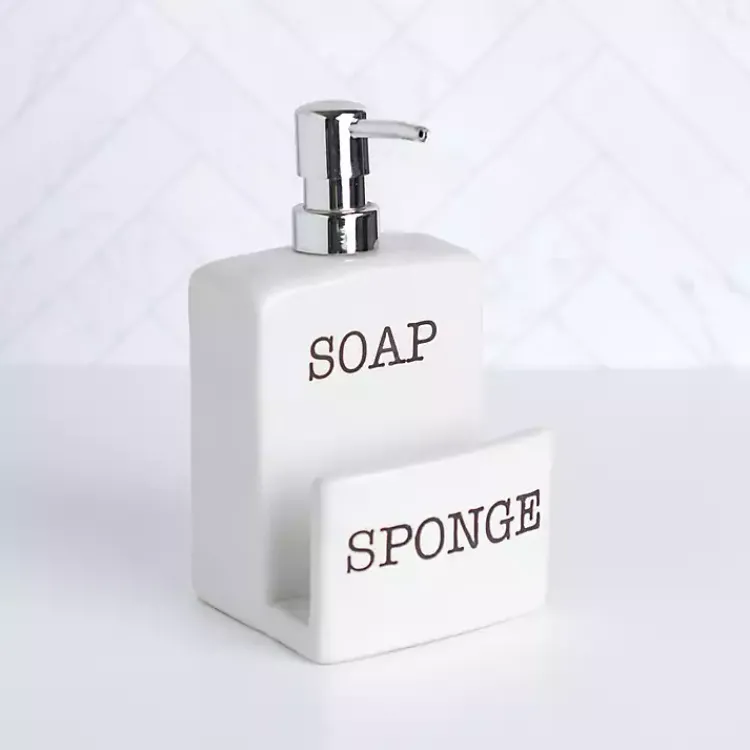 Kirklands Home Ceramic Soap Pump & Sponger Holder White Sale